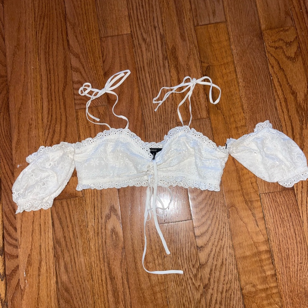 Crop ribbon blouse bralette